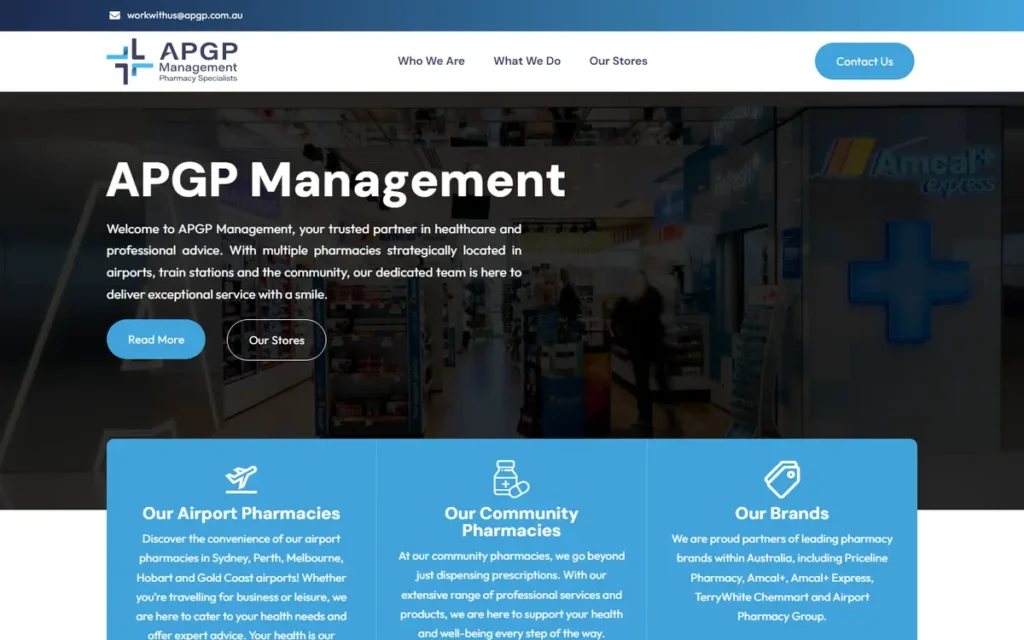 APGP Pharmacies website homepage