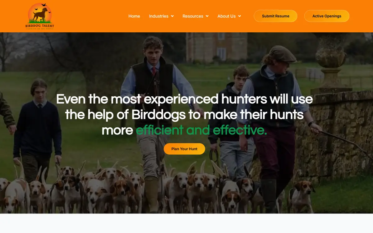 Bird Dog Talent website homepage