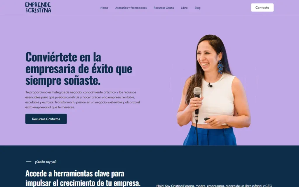 Emprende con Cristina website homepage