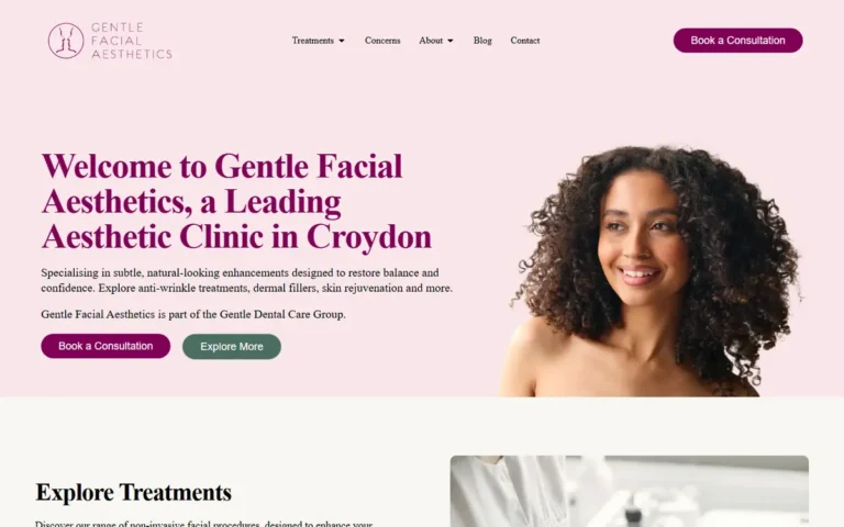 Gentle Facial Aesthetics website homepage