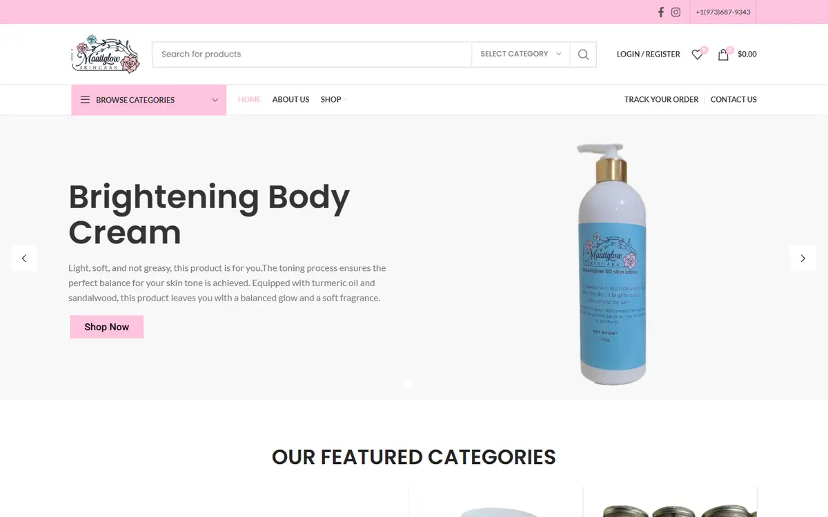 Maatt Glow website homepage
