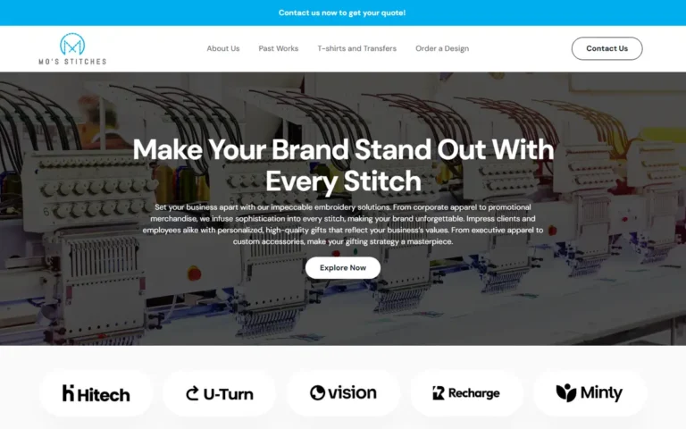 Mo Stitches website homepage