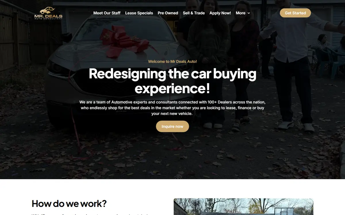 Mr Deals Auto website homepage
