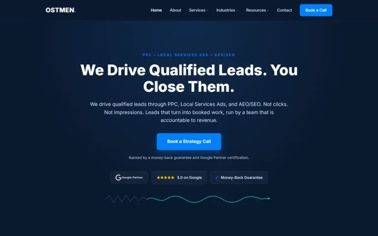 Ostmen Marketing website homepage