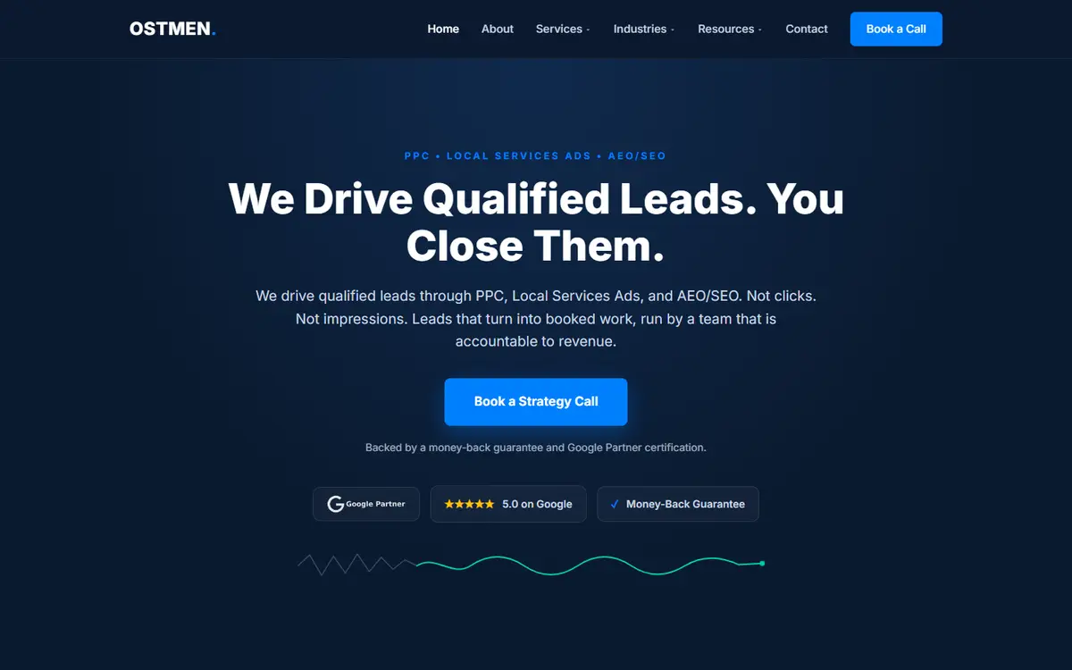 Ostmen Marketing website homepage