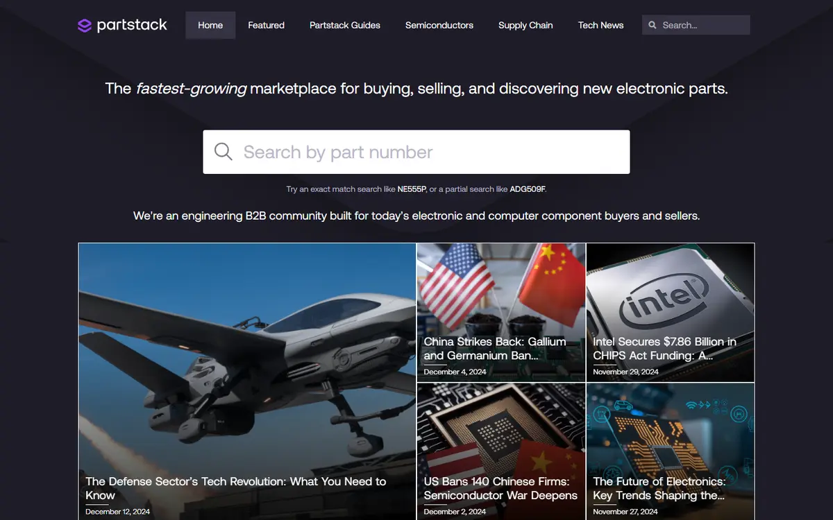PartStack Blog website homepage