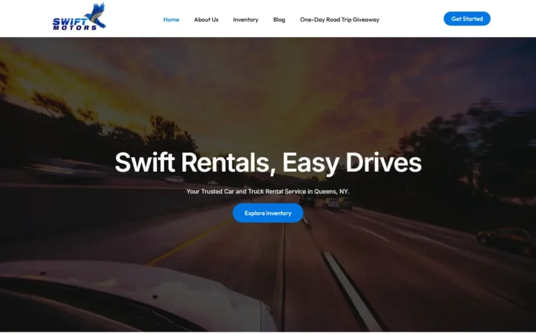 Swift Motors website homepage