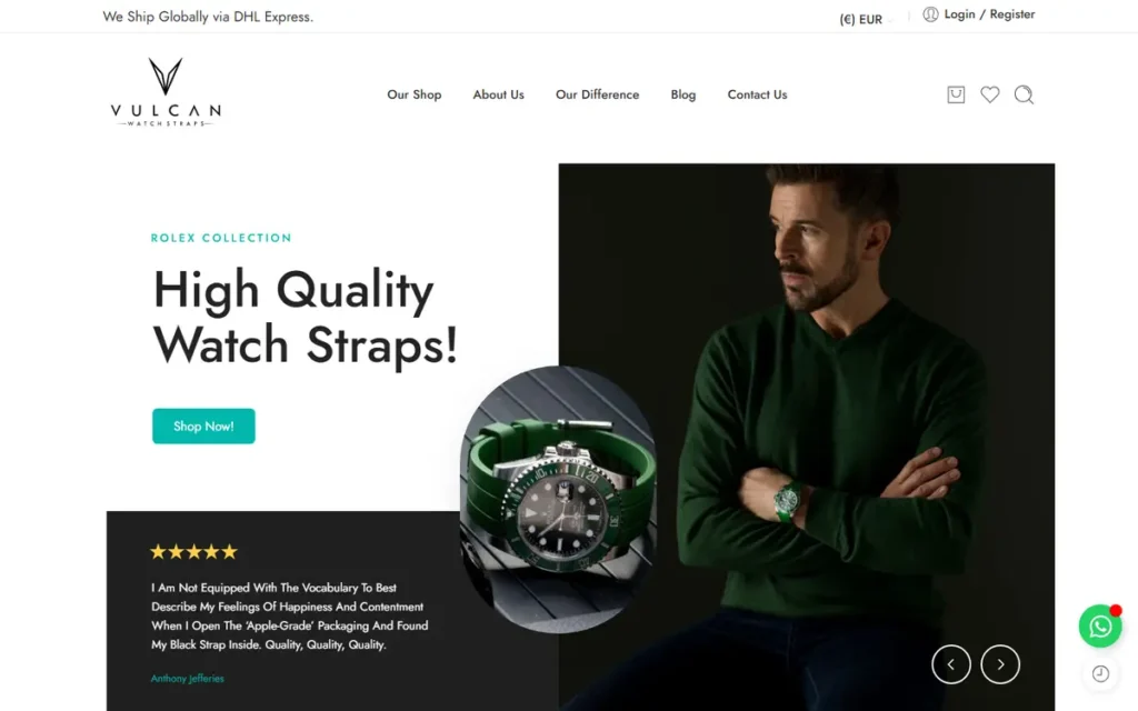 Vulcan Watch Straps website homepage