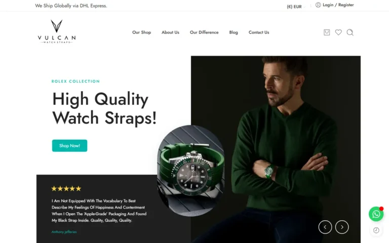 Vulcan Watch Straps website homepage